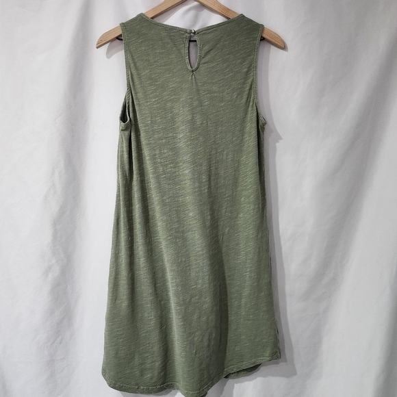 Lucky Brand Womens Slub Knit Dress Size S Indie Olive Eyelet Bohemian Earthy - Picture 2 of 6